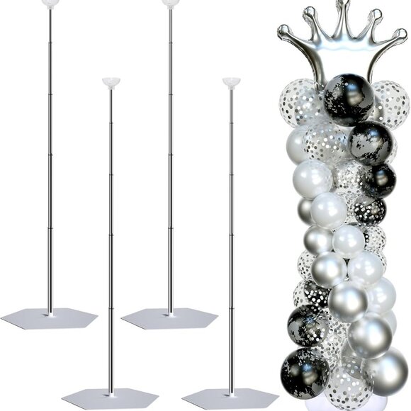 Durable Metal Balloon Column Stand Set - 7 Feet Height for Weddings & Birthdays - Picture 1 of 7